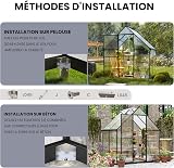 ALAULM 6 x 4ft Polycarbonate Greenhouse, Large Walk-in Garden Greenhouse with Lockable Door, Gabled Roof & Dual-Side Rain Gutters for Plants, Patio, Backyard(Black) - 5