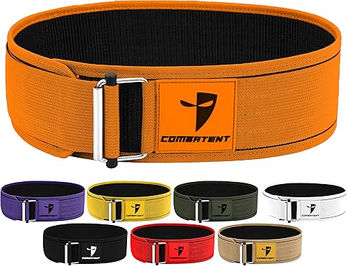 Combatent Cinturón de levantamiento de pesas de bloqueo rápido para hombres y mujeres, cinturón de nailon de 4 pulgadas, cinturón de levantamiento
