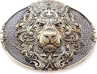 Wild King Lion belt buckle, Handmade animal male lion head solid brass belt buckle