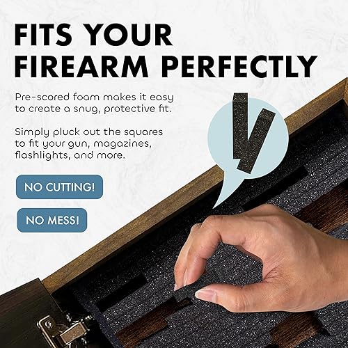 Miniatura 5 de Bellewood Designs Decoración de pared personalizable para almacenamiento de armas oculto, caja fuerte oculta para armas con nombre de familia y