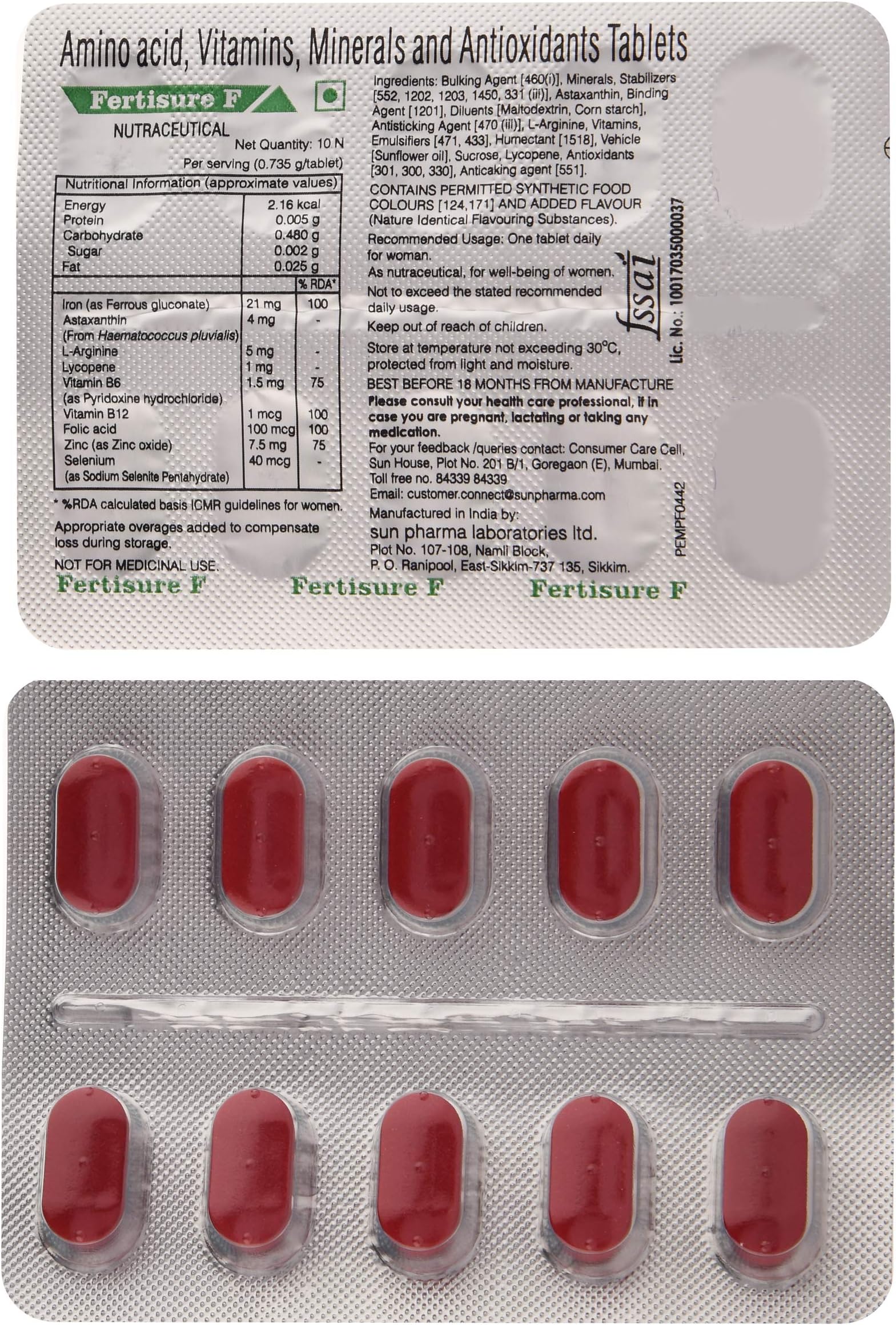Fertisure F - Blister Pack of 10 Tablets
