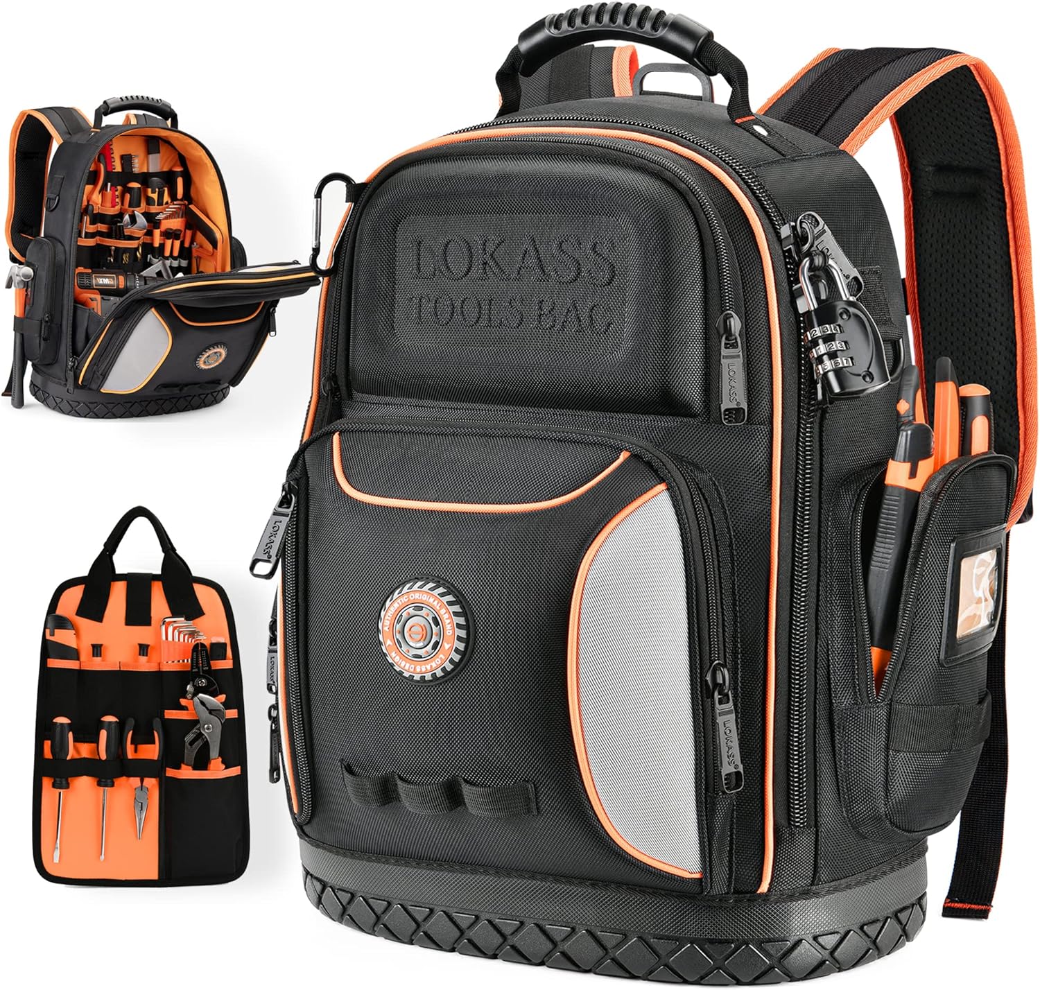 Tool Bag Backpack, 75 Pockets & Loops Heavy Duty Tools Organizer Bags