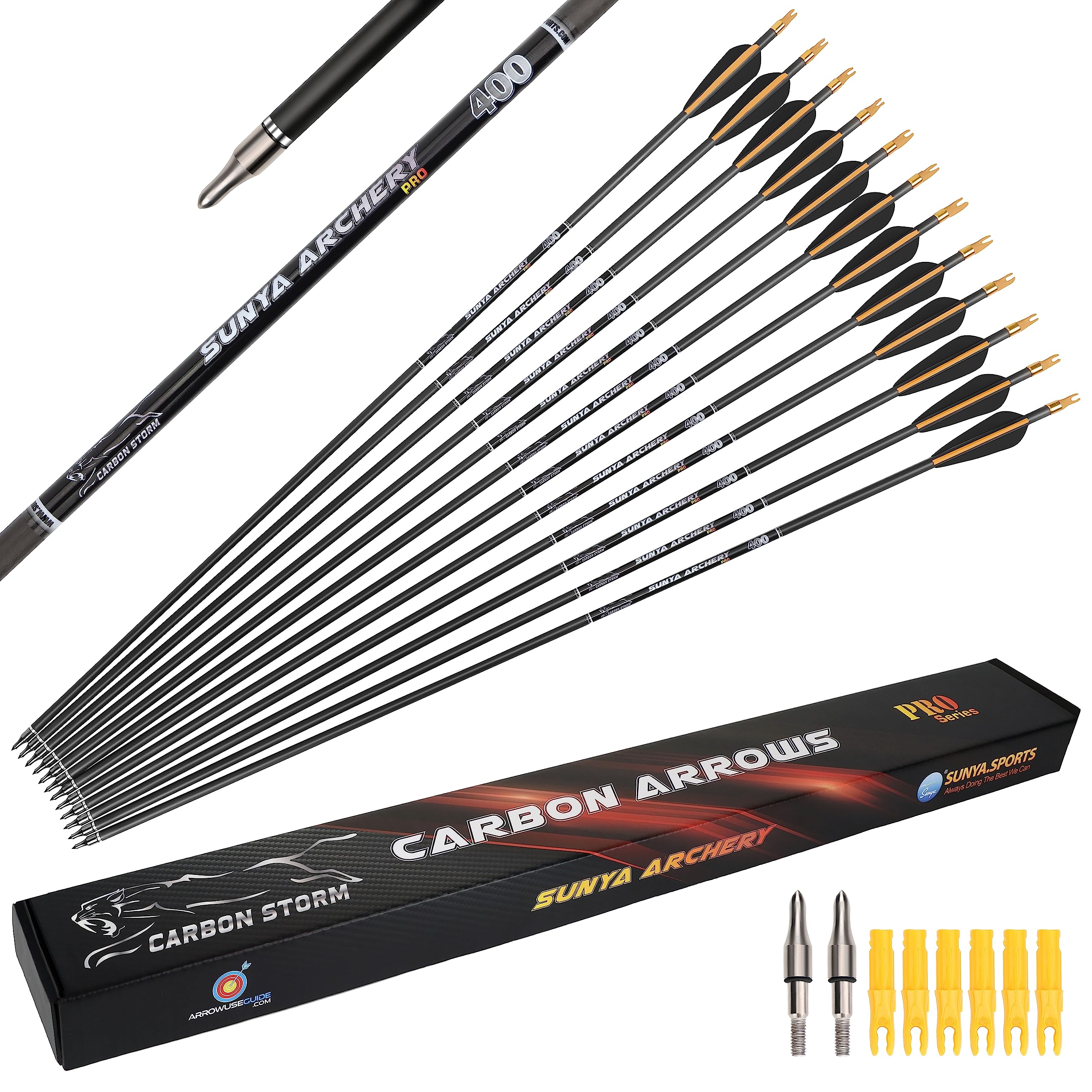 Flèches De Chasse En Carbone SP300/400 Pour Arc Recourbé - Longueurs 28