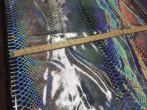 Miniatura 4 de Básculas de dragón iridiscente negro sobre un elastano elástico de 2 vías de nailon vendido por yarda