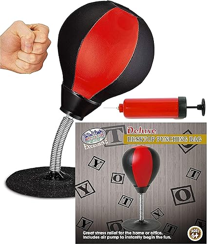 Matty's Toy Stop Saco de boxeo de escritorio (bola) con bomba de aire, para el hogar u oficina alivio del estrés