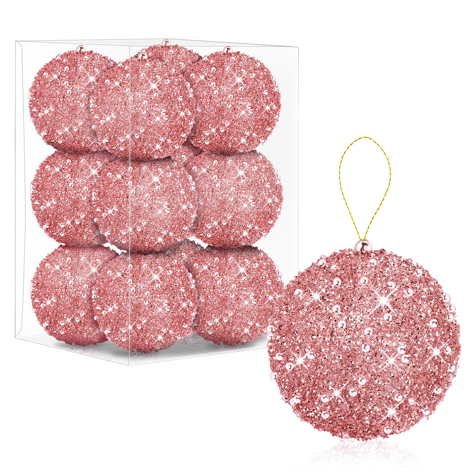 12 Pcs 4 Inch Large Christmas Balls Rose Gold Christmas Ball Ornaments Shatterproof Christmas Decorations Tree Balls for Xmas Trees Wedding Party Holiday Decorations Tabletop Small Trees Decoration