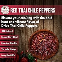Vista 3 de Auténticos chiles rojos tailandeses, bolsa de 5 oz, chiles rojos enteros picantes genuinos, secados frescos para cocinar comidas asiáticas
