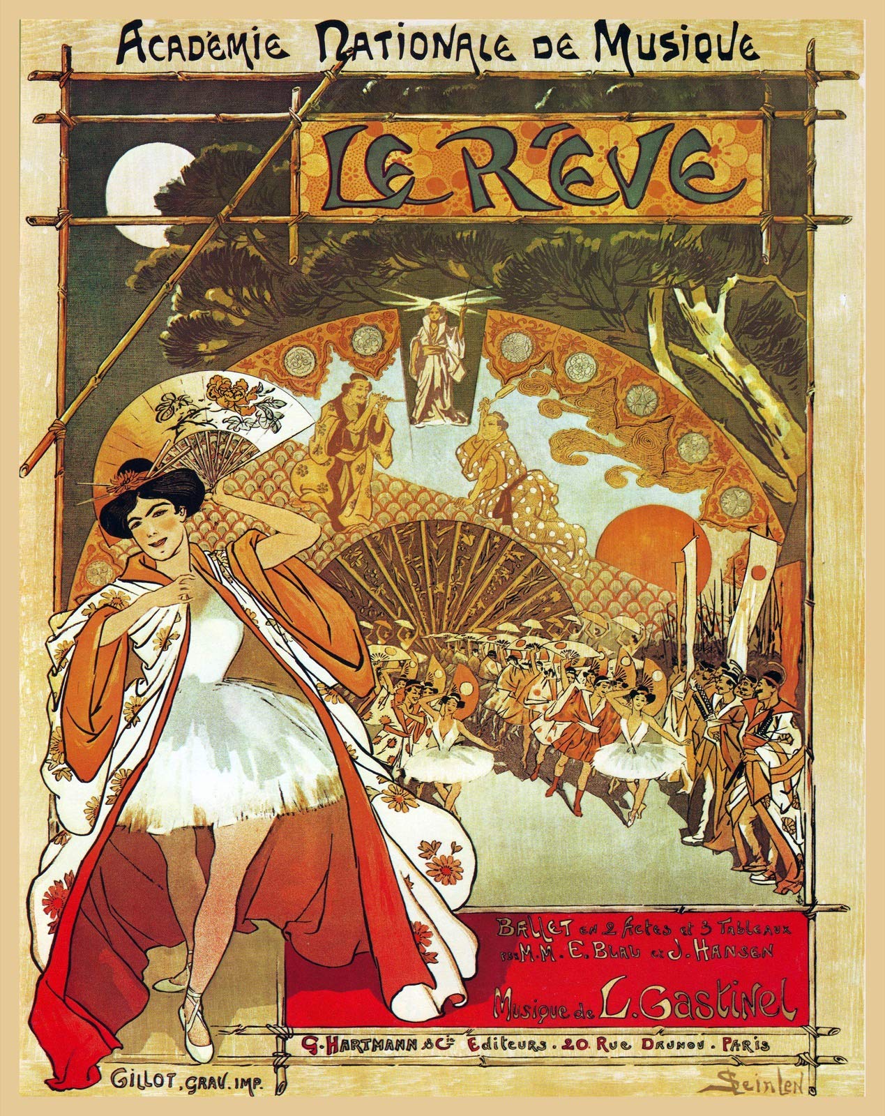 Decor 20"x30" Poster printed on quality CANVAS Le Reve French musical.Oriental.6892