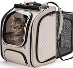 Pecute Bubble Cat Backpack for Kitten and Puppy,Grey | Breathable mesh, clear window, ideal for travel, hiking and outdoor walking