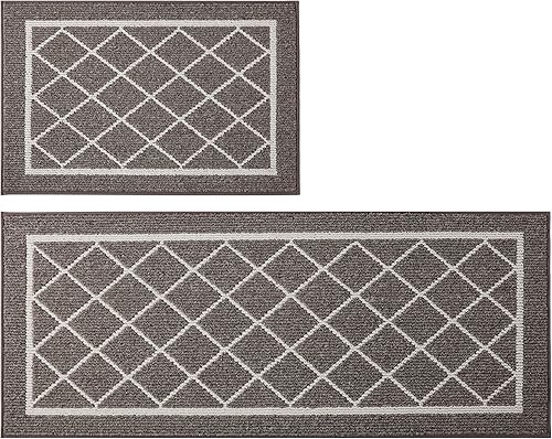 Miniatura 8 de BEQHAUSE -Alfombras de cocina antideslizantes para piso, 2 piezas, antideslizantes, lavables, con respaldo de caucho termoplástico, marrón, 24 x 35