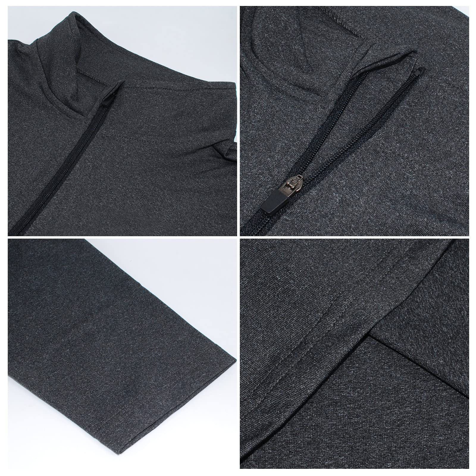 Camiseta deportiva de manga larga con cremallera 1/4 para hombre, secado rápido