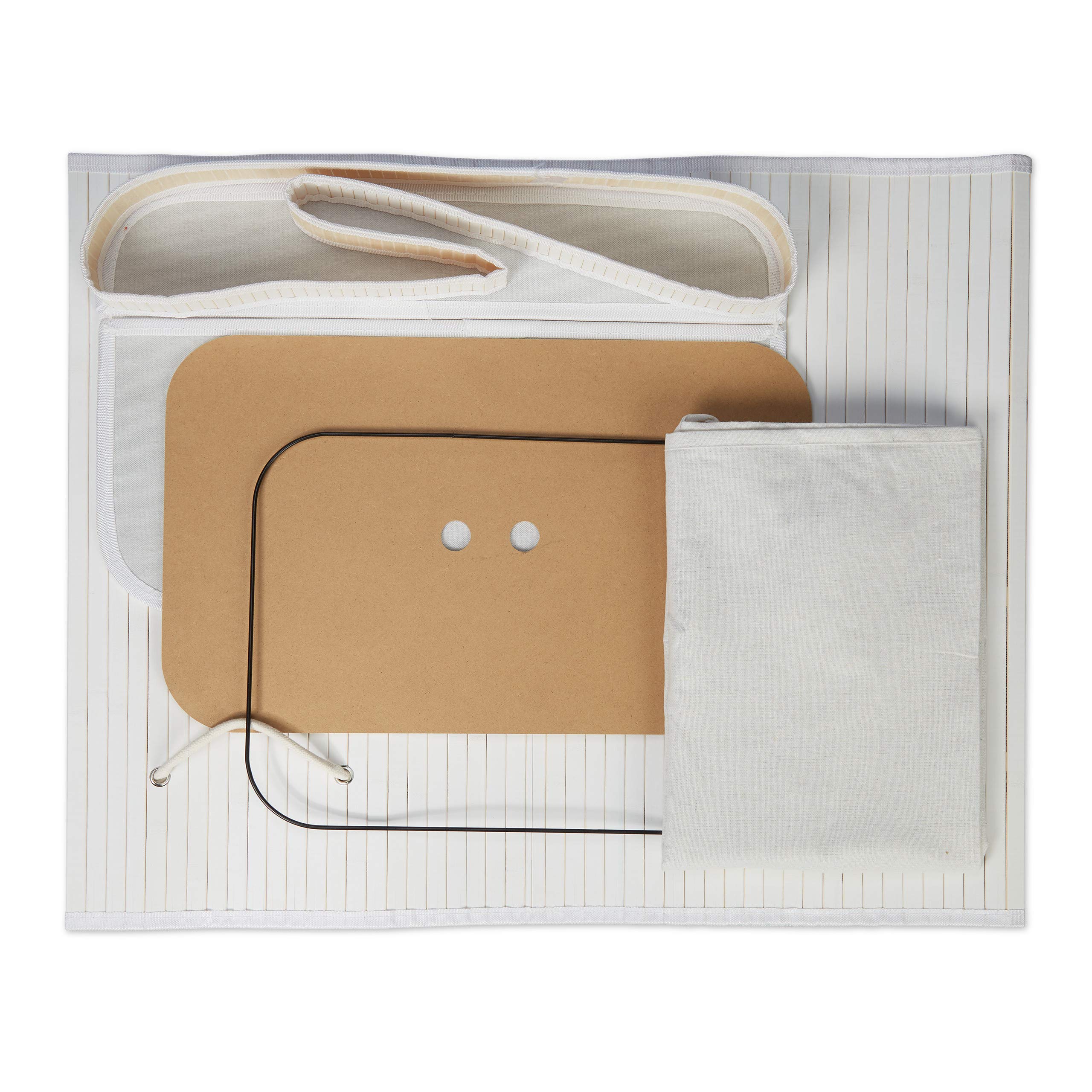 Relaxdays 1x Cesto Portabiancheria con Coperchio, 2 Scomparti, Contenitore Panni, Traspirante, 95 Litri, bambù, Bianco