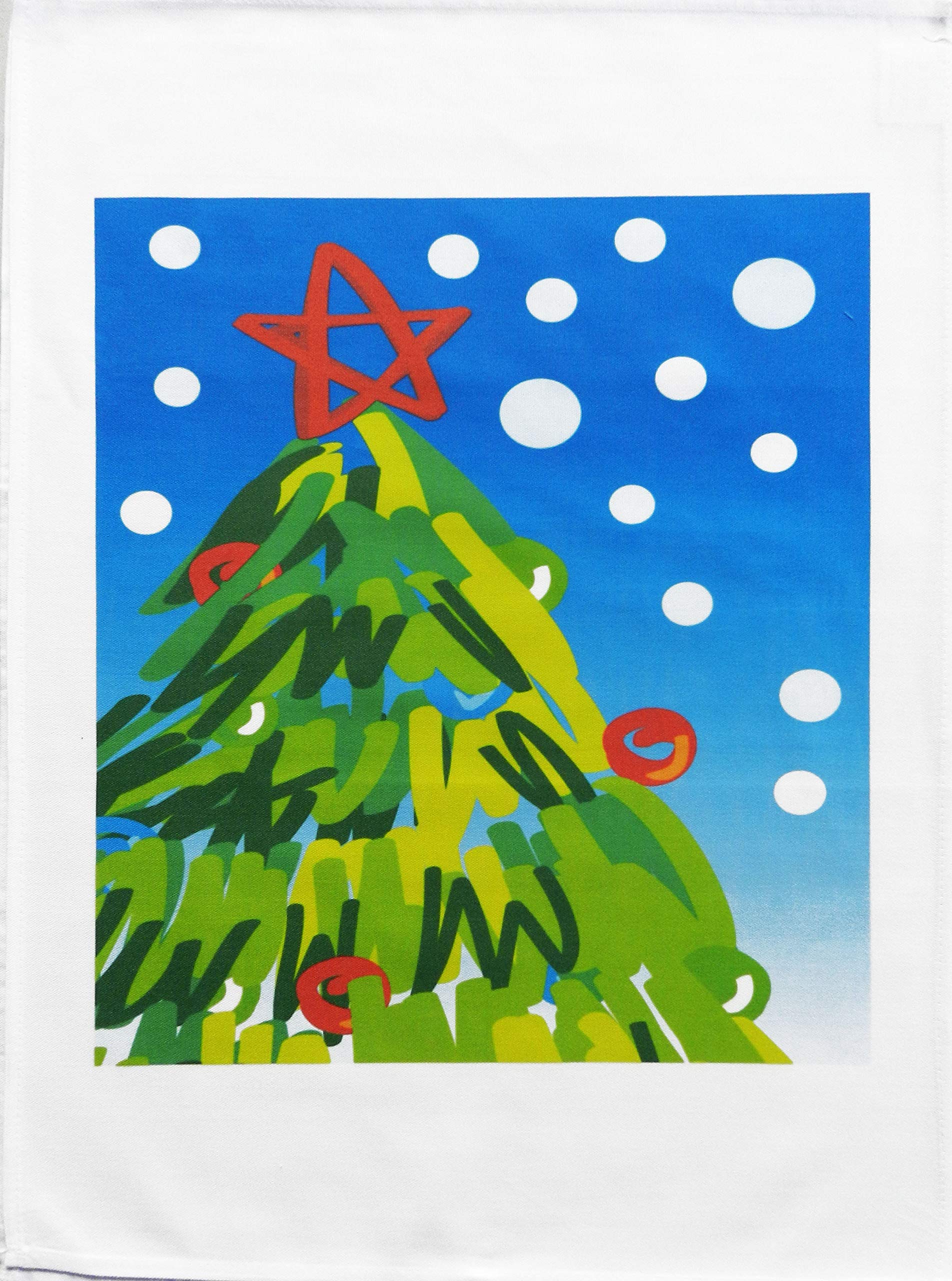 Half a Donkey The Festive Christmas Tree Postage Stamp Design Cotton Tea Towel