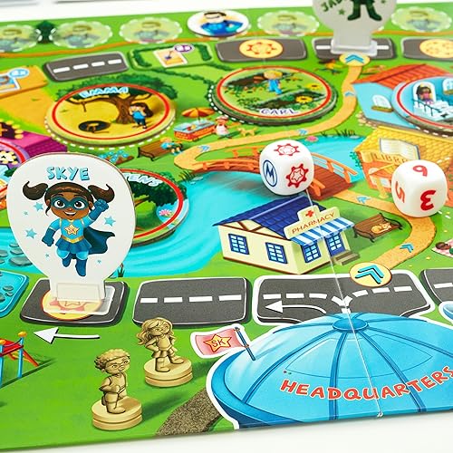 Miniatura 6 de Nuevo! JH5 Super Kids! un emocionante juego de mesa cooperativo de superhéroes para niños a partir de 5 años corre por la ciudad para atrapar al