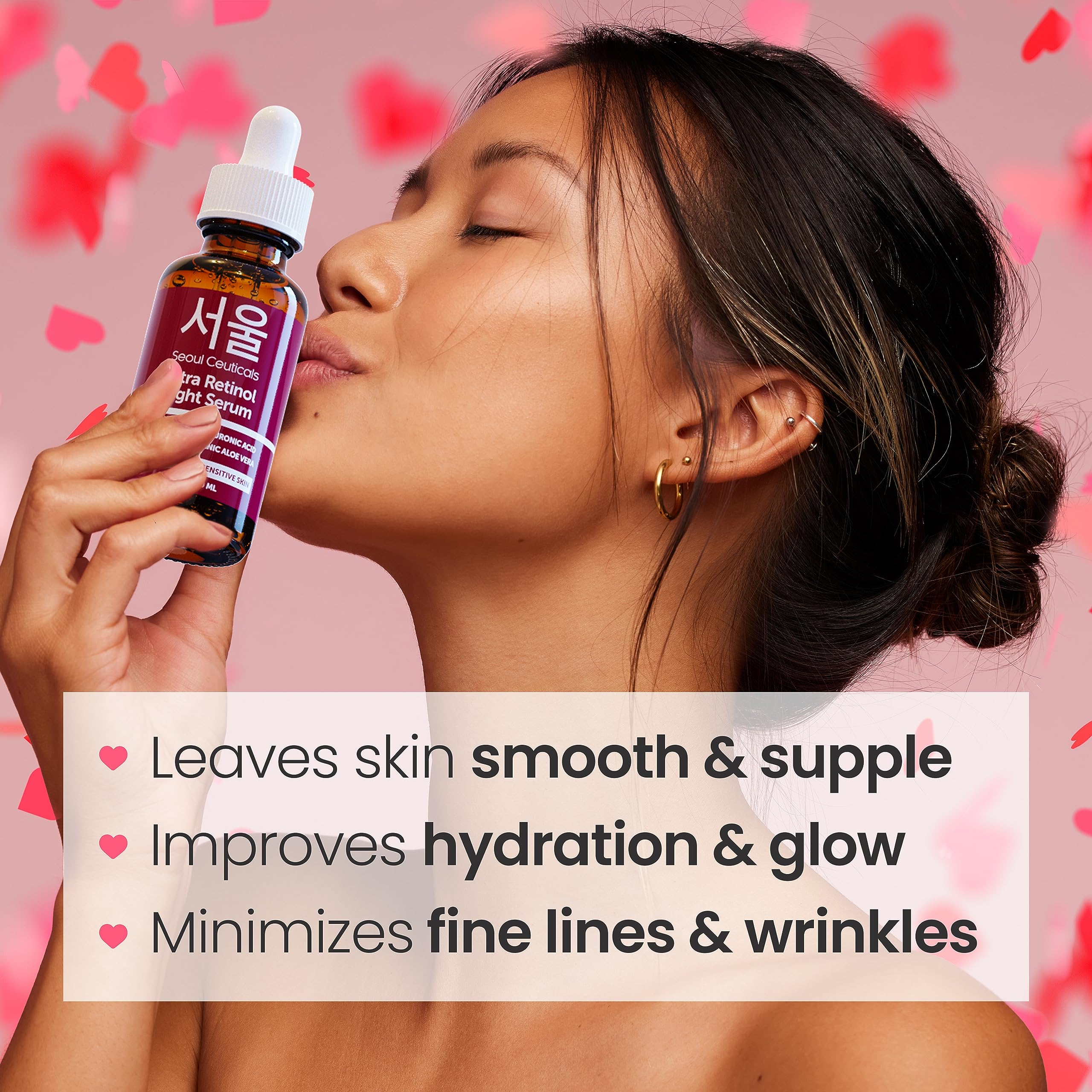 SeoulCeuticals Korean Retinol Night Serum + Retinol Night Cream for Face + 97.5% Snail Mucin for Sensitive Skin