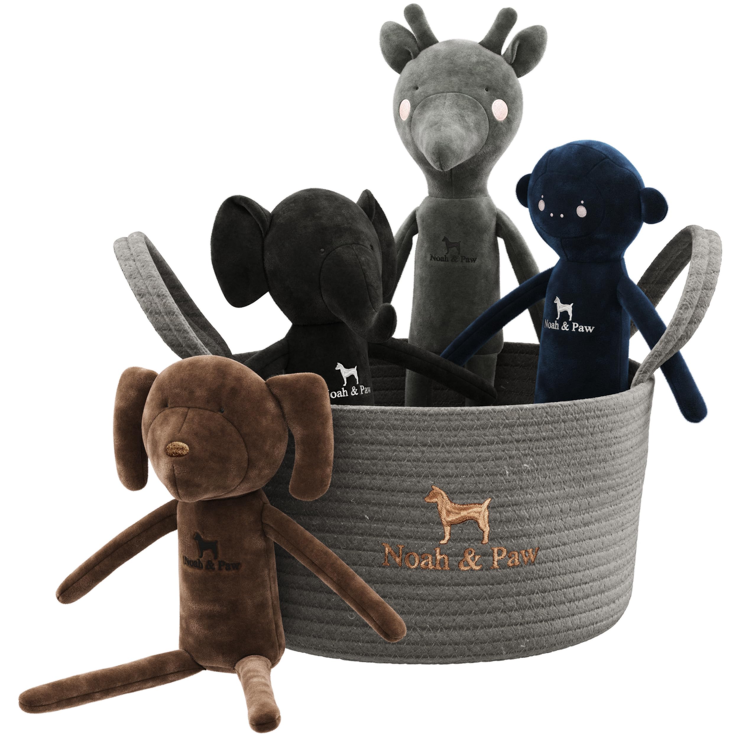NOAH & PAW Coffret Panier de Jouets de Luxe pour Chien, Peluche pour Chiens, Jouets pour Enfants, Jouets pour Chiots à Coutures renforcées pour Petits Chiens, idéal pour Cadeau bébé