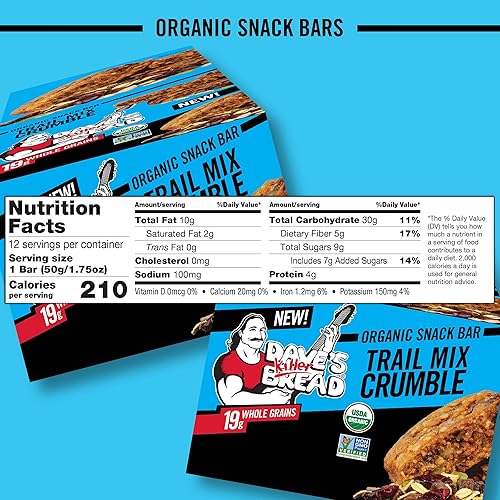 Miniatura 2 de Dave's Killer Bread Trail Mix Crumble - Barras orgánicas para aperitivos, 12 barras de aperitivos envueltas individualmente (paquete de 1)