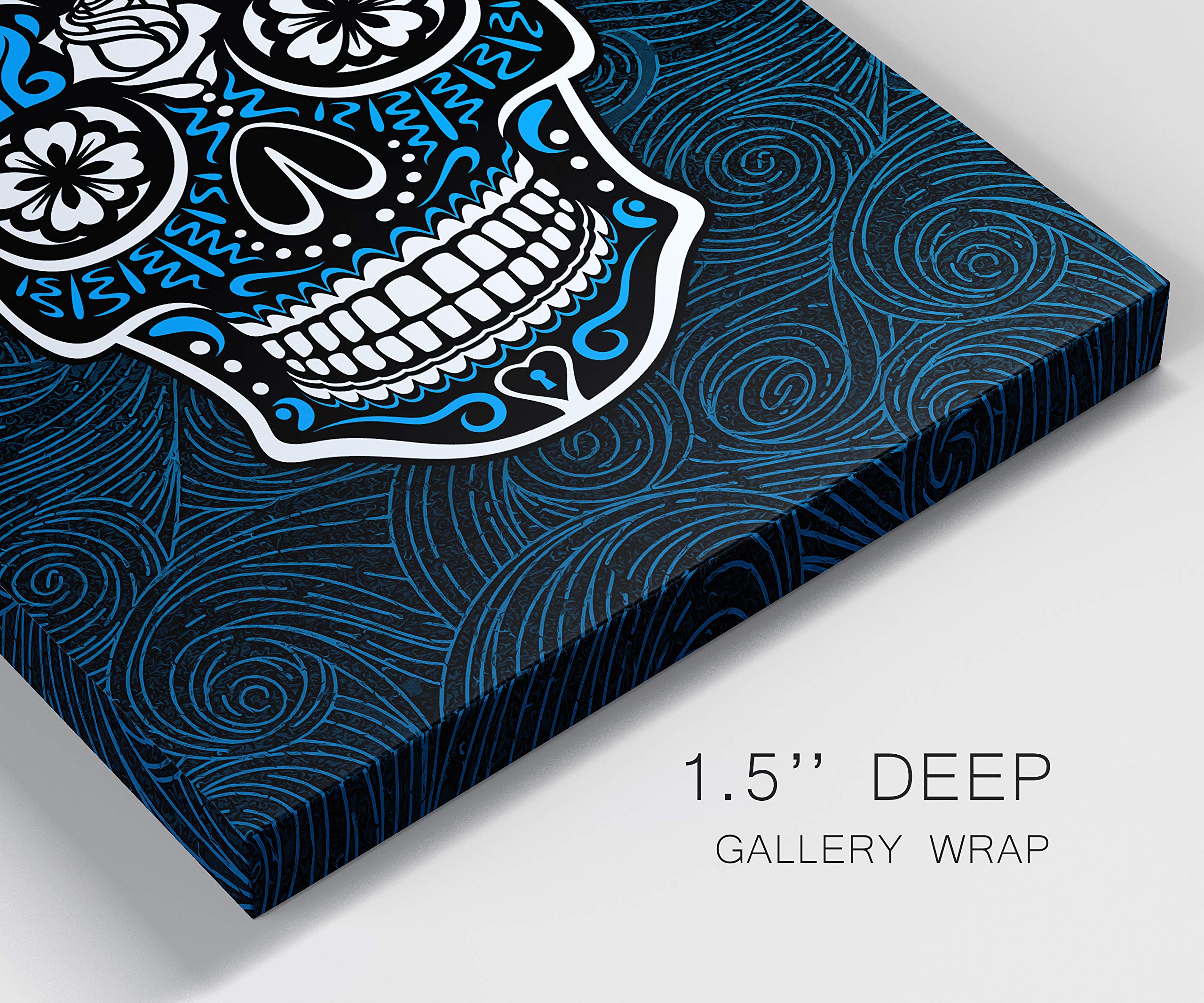 Vibrant Sugar Skull Canvas Wall Art - Day Of The Dead Tribute, 36x24 Inches, Gallery Wrap