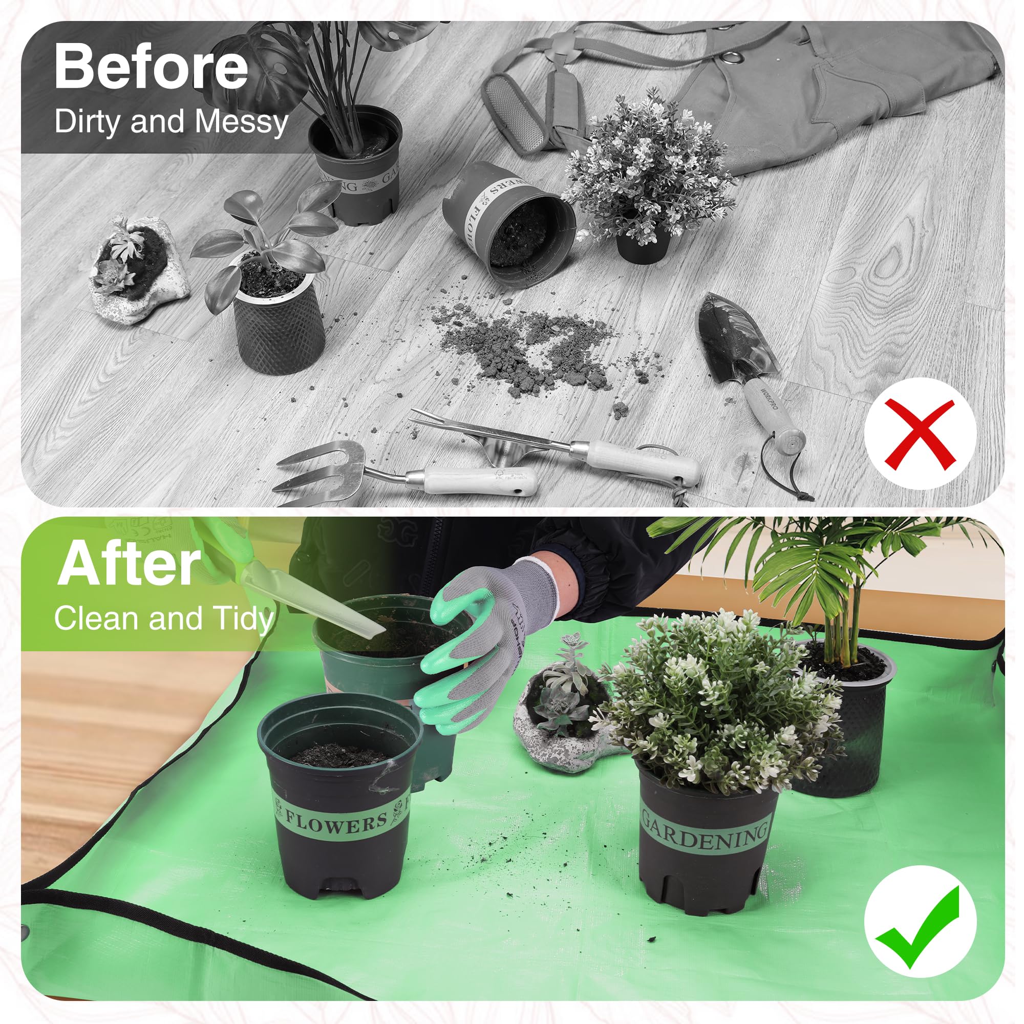 WORKPRO 5-teiliges Gartenwerkzeug-Set, Pulverbeschichtung, kompaktes Aluminium-Gartenwerkzeug-Set mit Umtopfmatte, Outdoor-Garten-Handwerkzeuge, ideales Gartengeschenk, Grün