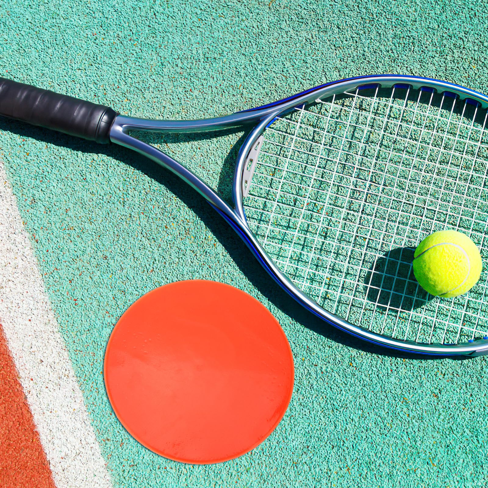 Set Marcatori da Campo per Allenamento Calcio e Tennis in PVC Resistente 18 Pezzi Segnali Rotondi e Linee Rette per Campi Esterni e attività Sportive