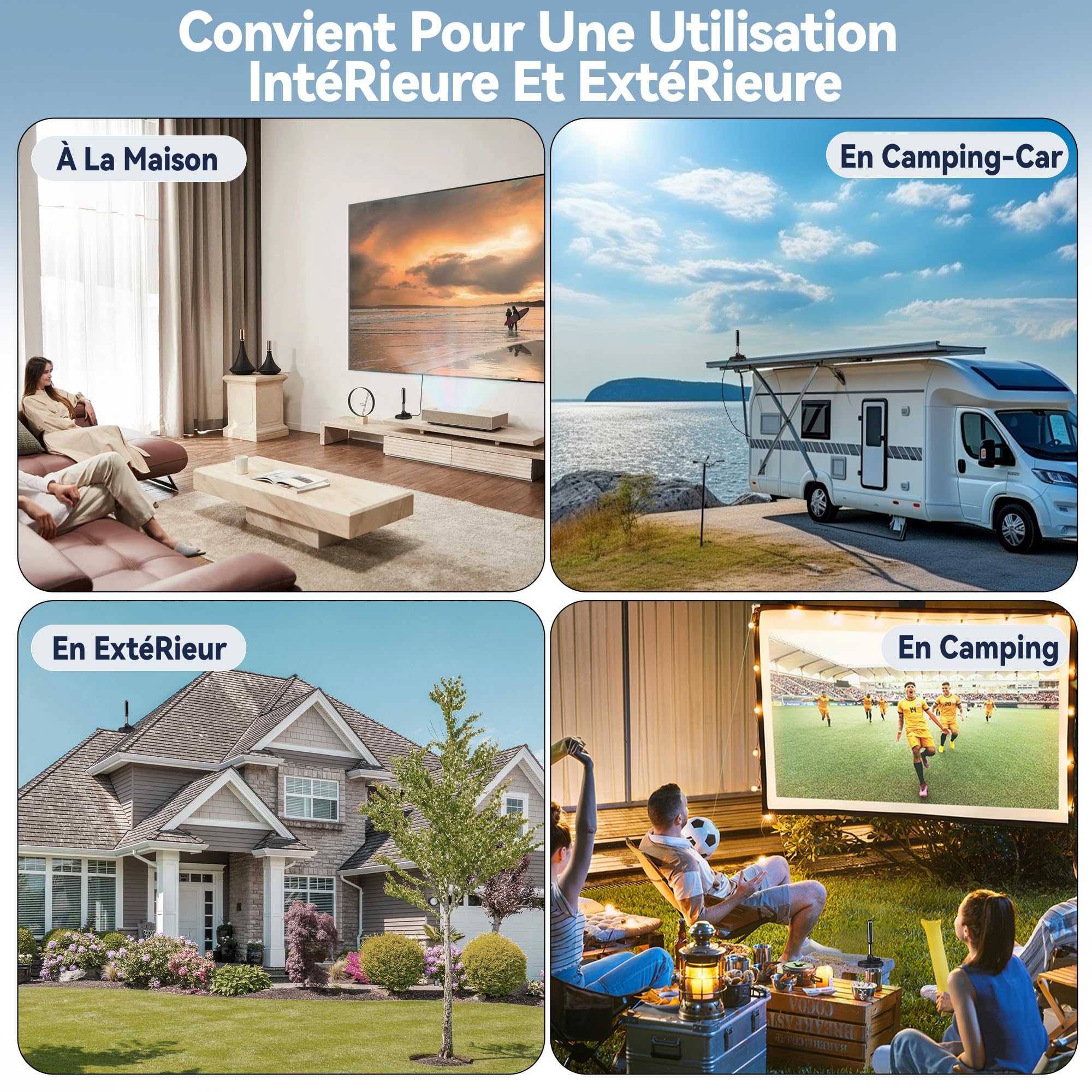Antenne TV IntéRieur Puissante, Nouveau pour 2026 Antenne TNT IntéRieur Puissante, CâBle Coaxial De 5m, RéCeption Longue Distance 500km, 360 DegréS sans Angle Mort