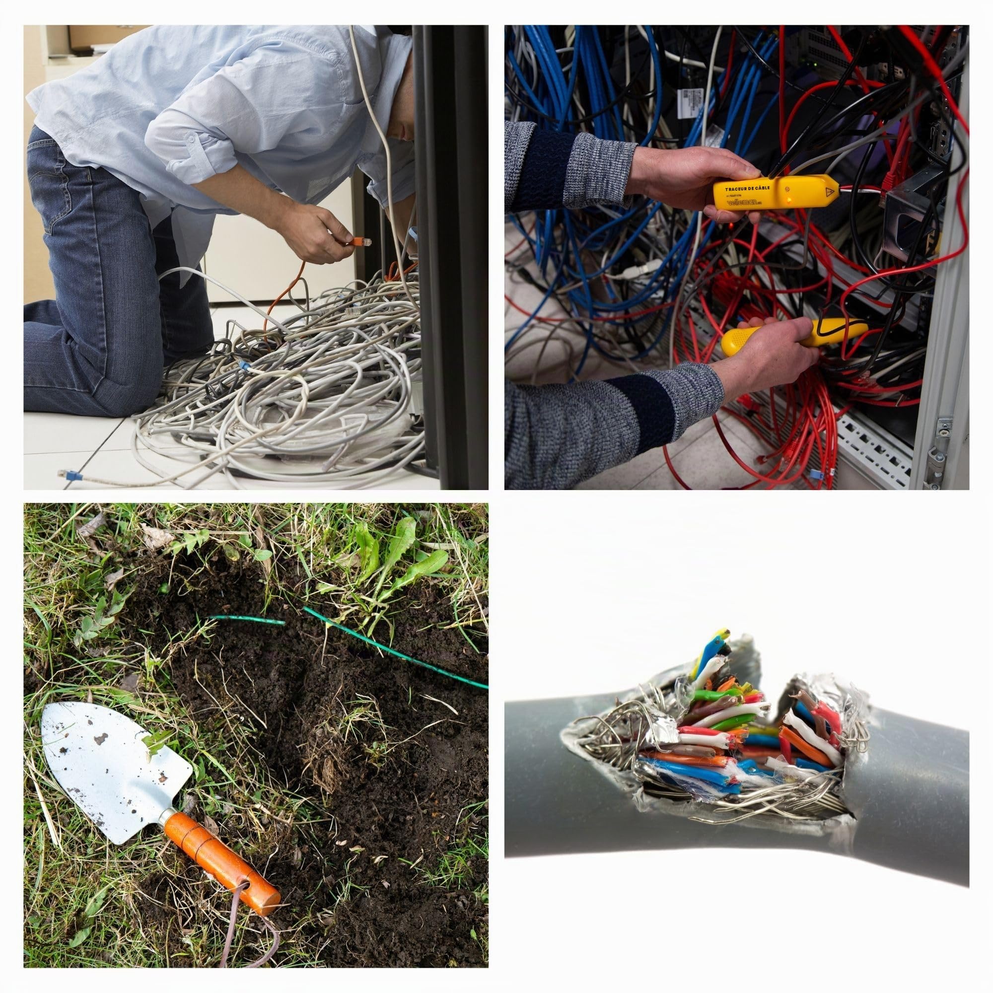 Velleman traceur de câbles avec générateur de tonalité, détecteur de rupture pour câbles périmétriques de tondeuses robotisées, câbles réseau, téléphoniques et électriques, testeur RJ11, RJ12, RJ45