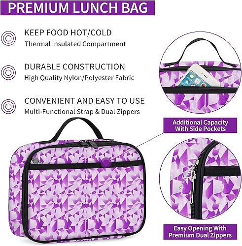 Miniatura 3 de Rickyh Style Lonchera con forro acolchado, espaciosa bolsa de almuerzo aislada para hombres y mujeres, hielera térmica duradera con correa, 2