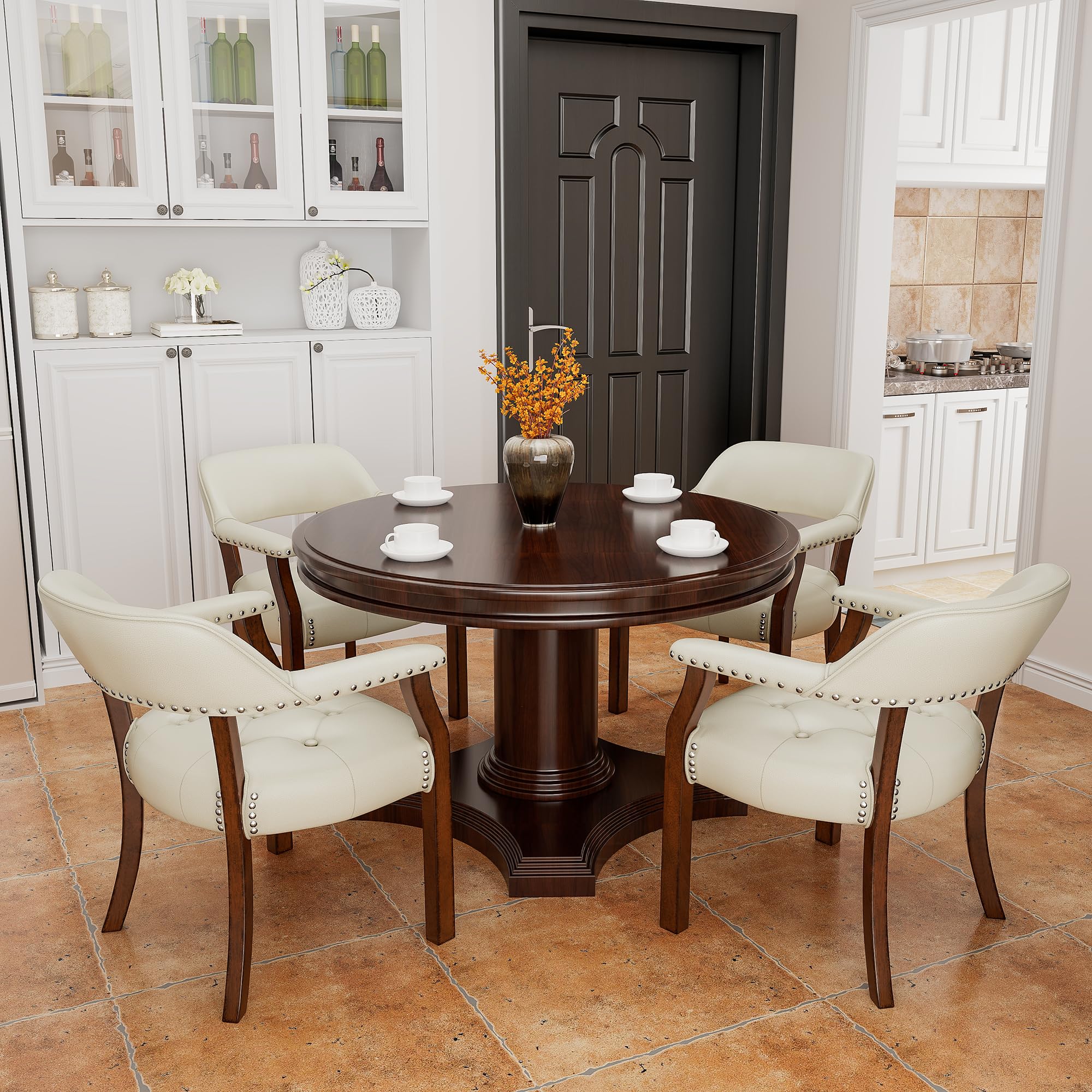 Amazon.com - LEEMTORIG Set of 4 Faux Leather Dining Chair with 