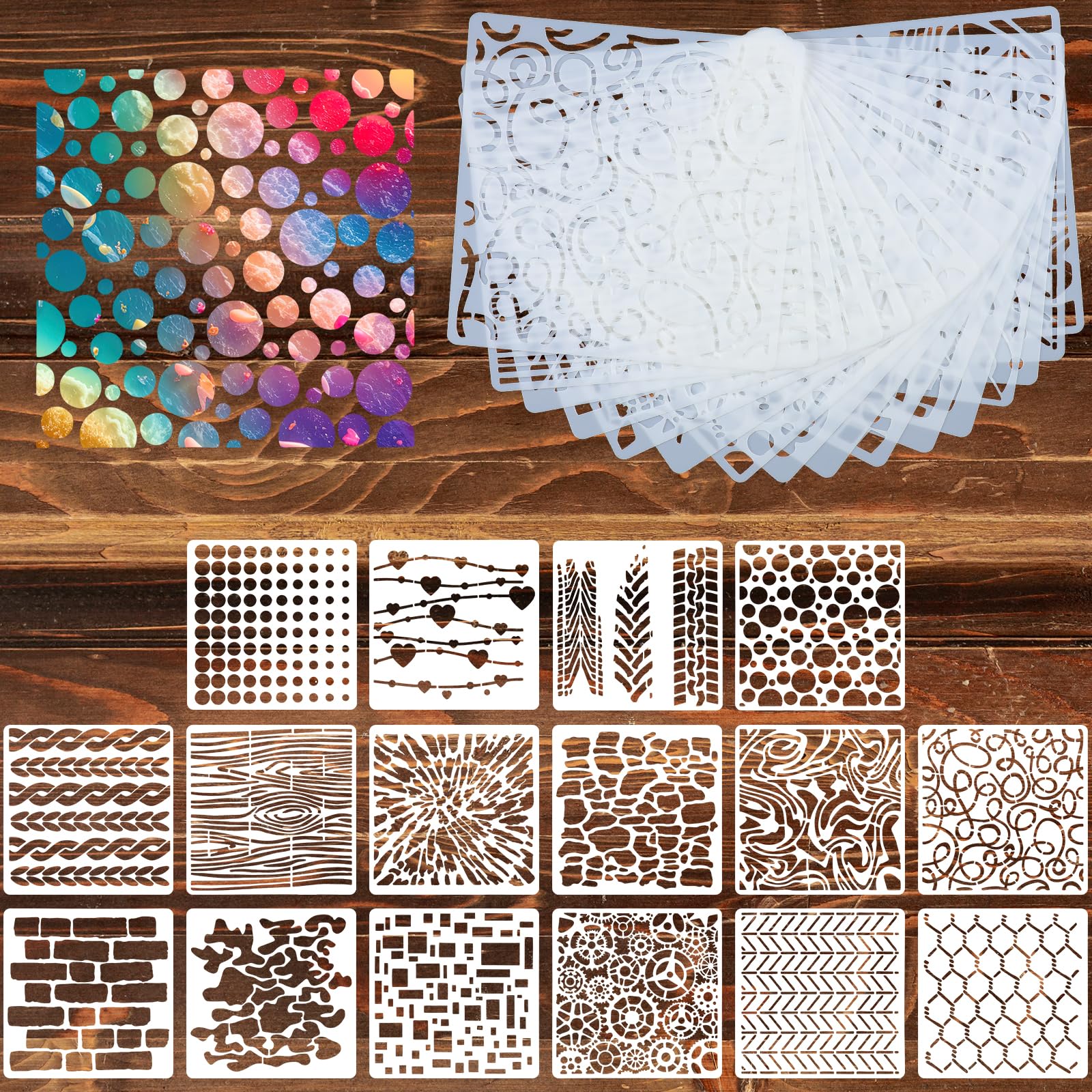 16 Pcs Stencils for Painting On Wood Mixed Media Stencils for Crafts Reusable On Walls Canvas DIY Craft Scrapbooking Camo Stencils for Spray Paint for Journaling Graffiti