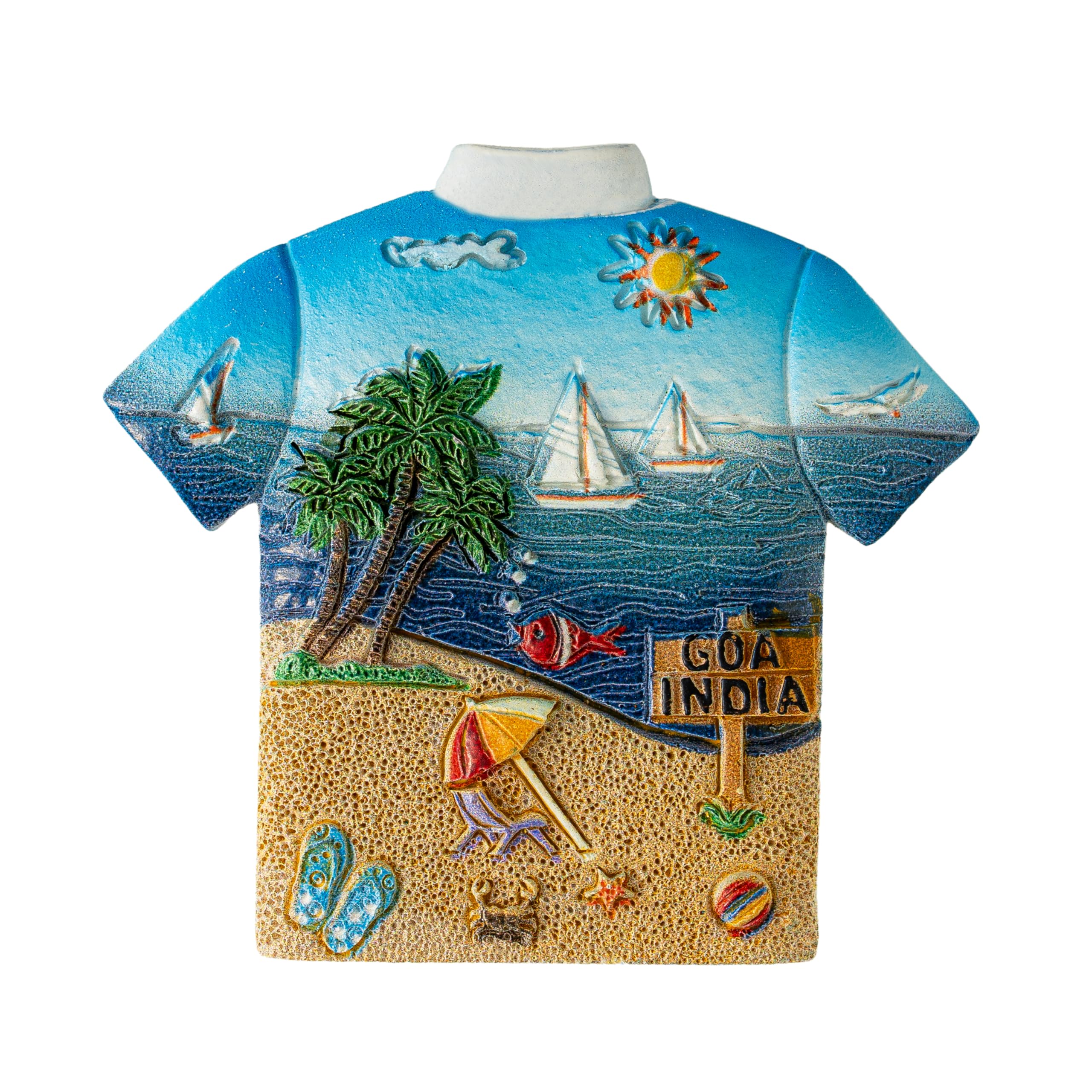 Goa Beach Scene Ceramic Fridge Magnet, Decorative Souvenir, Cap Shaped, 3D Beach Landscape Design-image-0