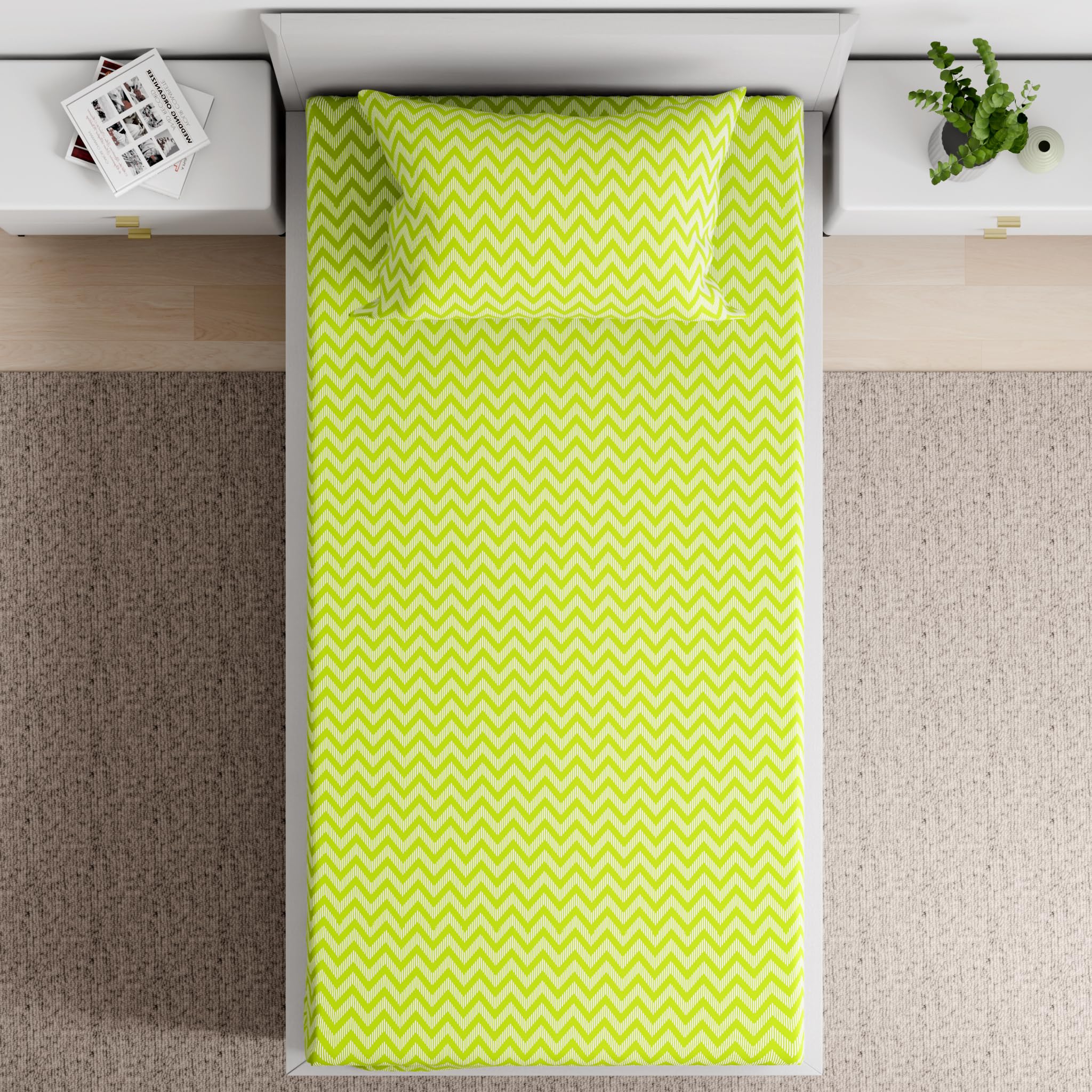 Wakefit 100% Cotton 160 TC Fitted Bedsheet with 1 Pillow Cover | Amelia Single, 72" x 30", Amelia | 1.83m x 76cm