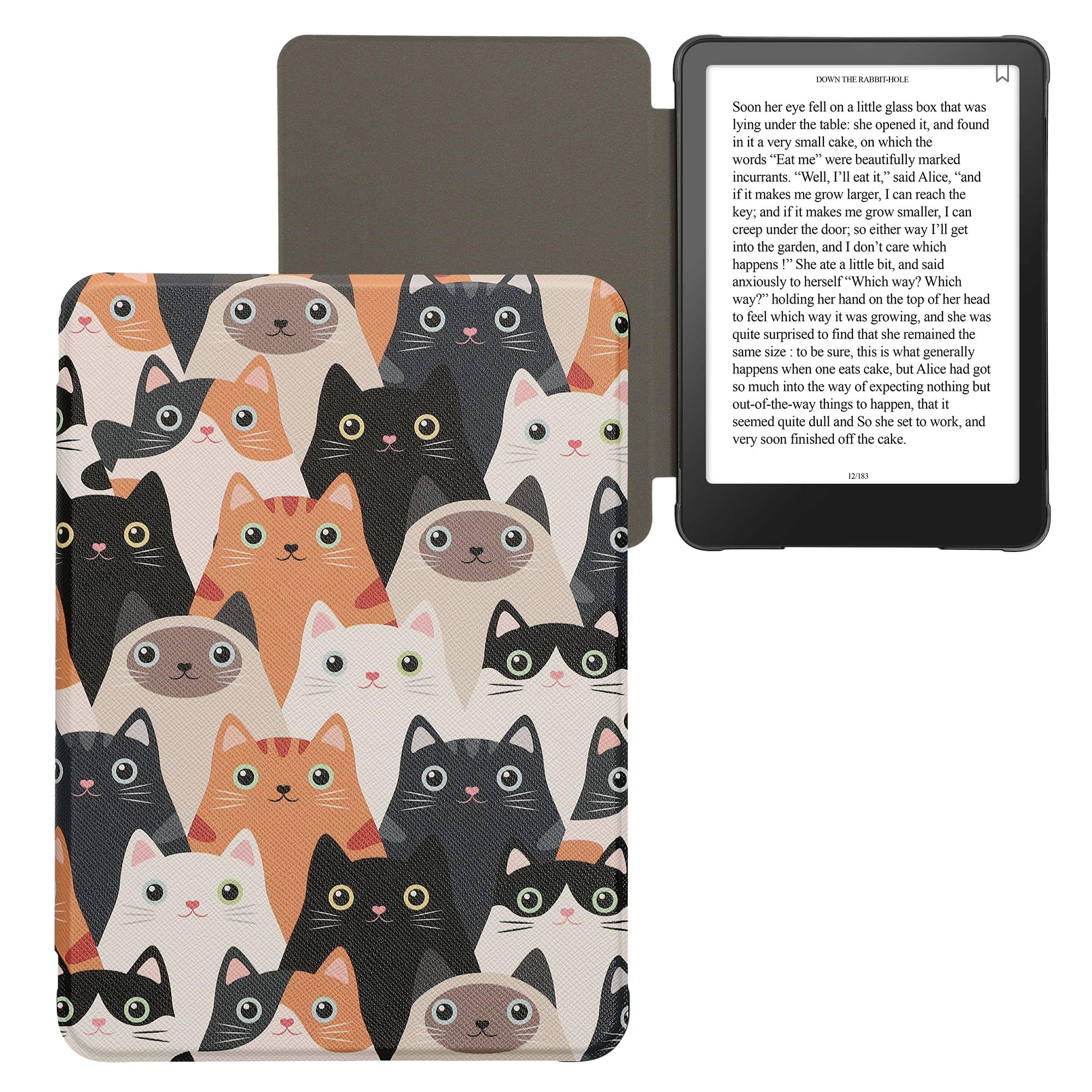 kwmobile Etui do e-czytnika kompatybilne z Amazon Kindle Paperwhite (12. Gen 2024) / Kindle Colorsoft - zamknięcie magnetyczne - etui na czytnik - Koty pomarańczowe/czarne/białe