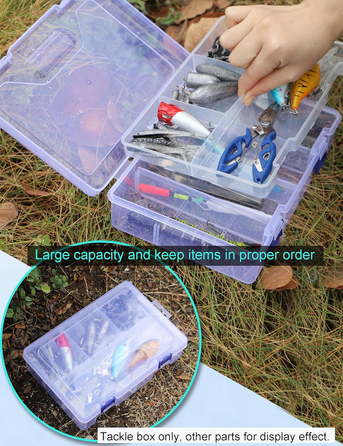 Avlcoaky Tackle Box Fishing Tackle Box Organizer with Movable Tray Snackle Box Charcuterie Container Tacklebox for Snacks Plastic Organizer Fishing Box : Sports & Outdoors