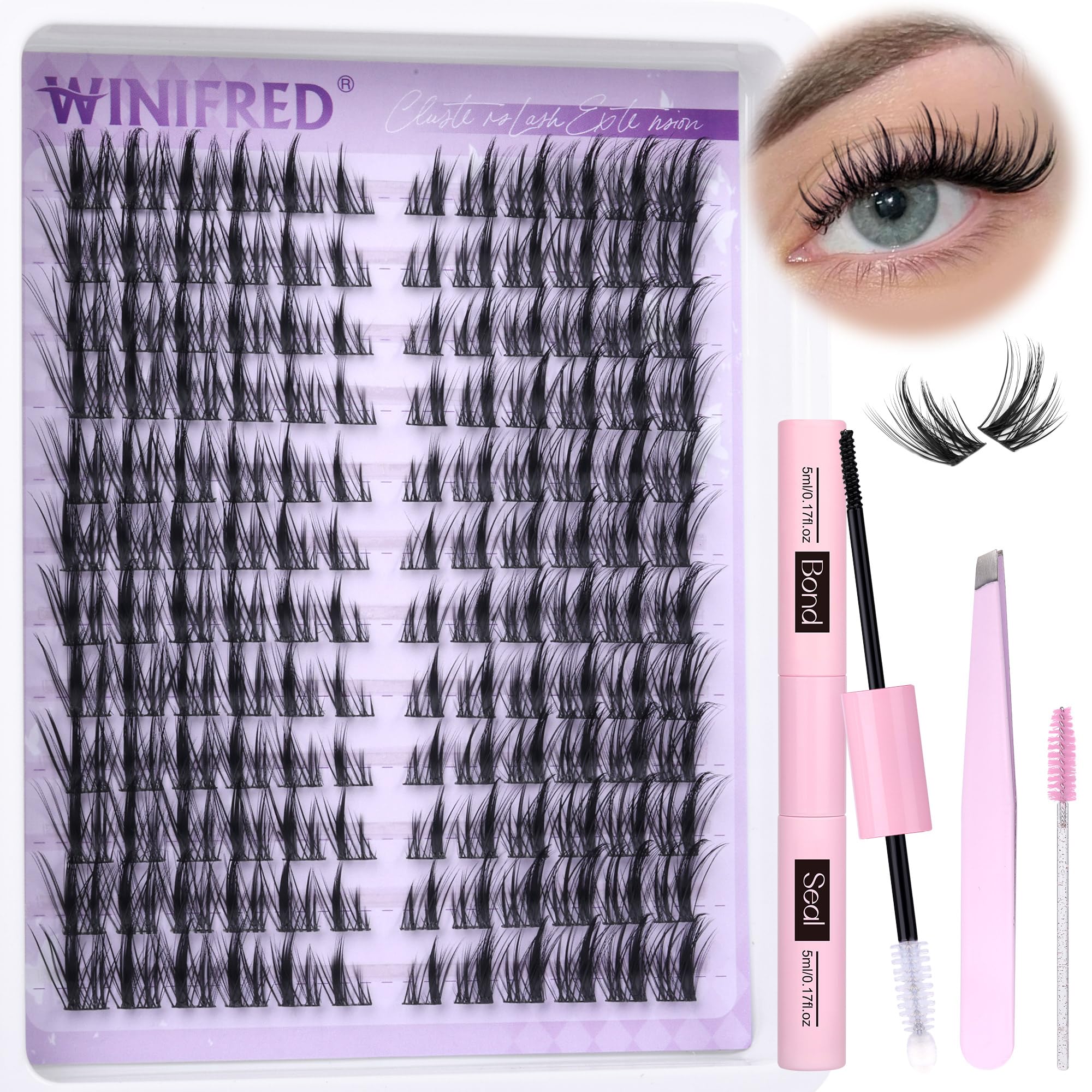 Wispy Lash Clusters Kit Cat Eye Lash Extension Kit Manga Spiky Natural Cluster Eyelash Extensions C Curvature Eyelash Clusters Anime DIY Left & Right Eyelash Extension Kit by Winifred