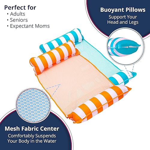Miniatura 9 de Aqua - Original Monterey - Flotador de alberca y hamaca de agua 4 en 1 inflable multiusos para adultos de material patentado de cloruro de Navy -