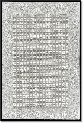 NANKAI Arte de textura blanca Arte abstracto pintura al óleo 36 x 24 pulgadas, arte minimalista contemporáneo decoración de pared grande para el