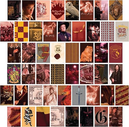 CON*QUEST Conquest Journals Harry Potter Gryffindor collage de pared, juego de cincuenta impresiones artísticas coleccionables oficiales de 4 x 6