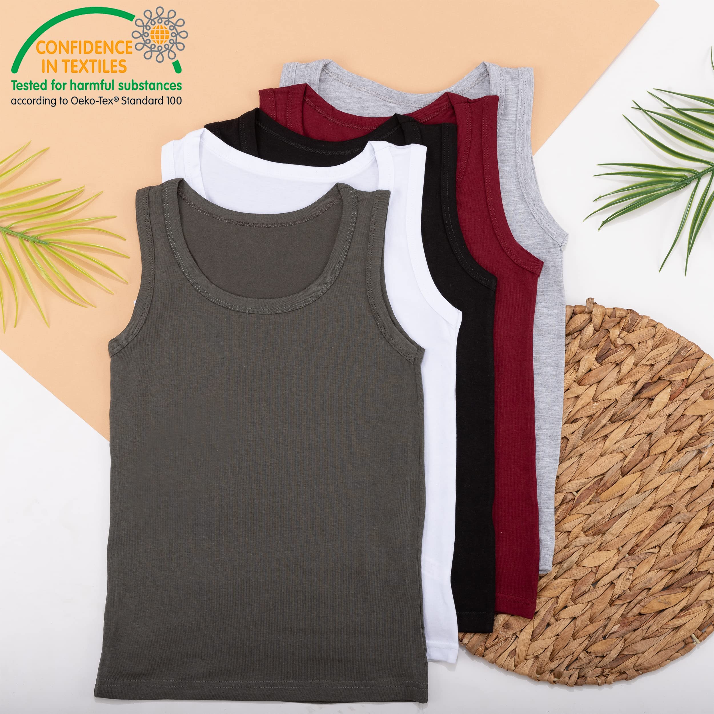 LOREZA ® 5 sous-vêtements de garçons - Débardeur en Coton - Basics - Coton - Tailles 2 à 15 Ans