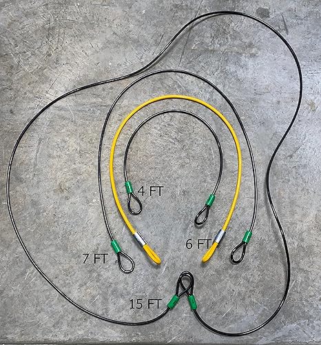 Miniatura 7 de Candado de cable para bicicleta, cable de seguridad de 7 pies (38 pulgadas) con bucles, acero trenzado antirrobo resistente con revestimiento de