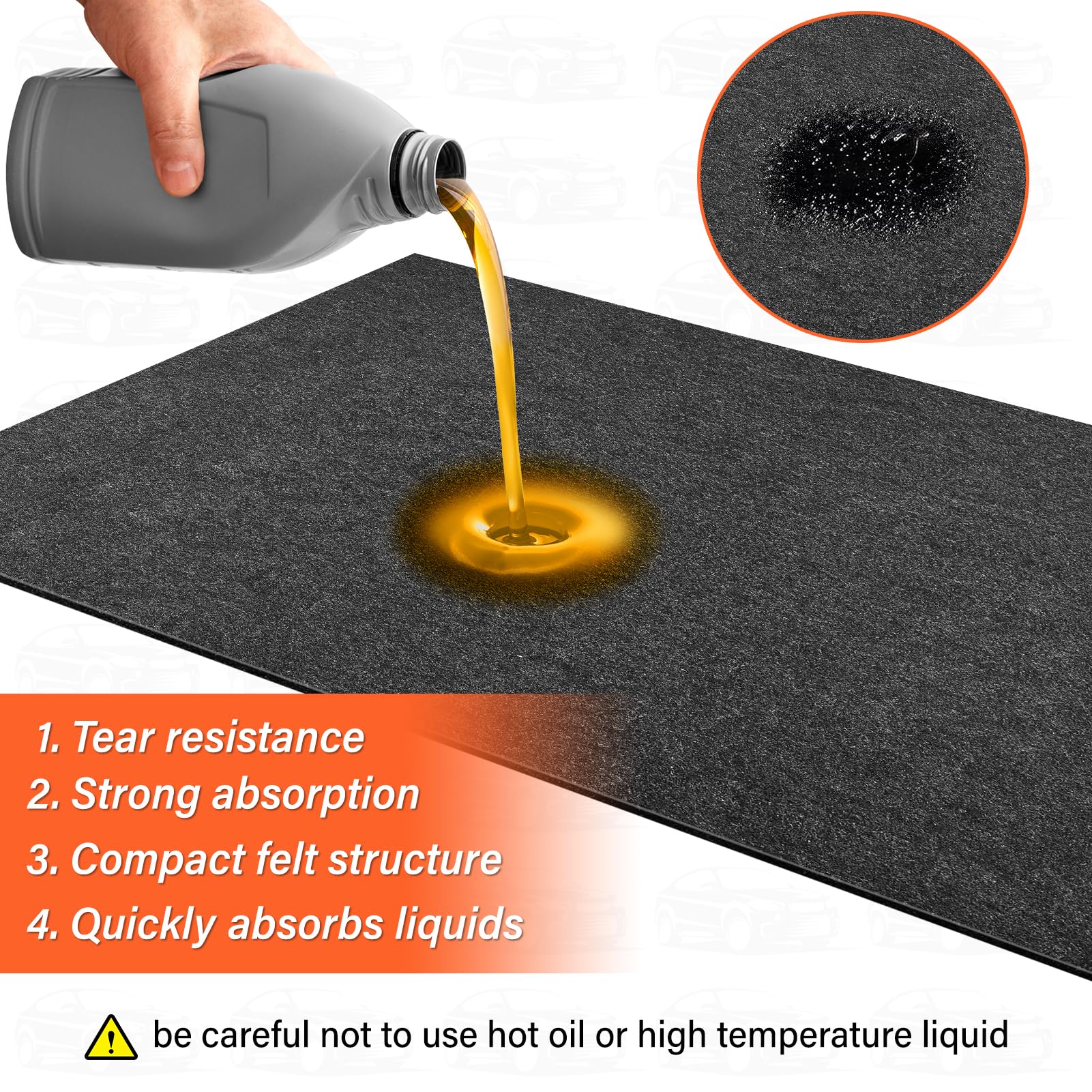Tapis de sol de garage pour dessous de voiture, 2 x 2,5 m, tapis de stationnement absorbant l'huile, protège les sols contre les gouttes d'huile, les déversements, les taches et les