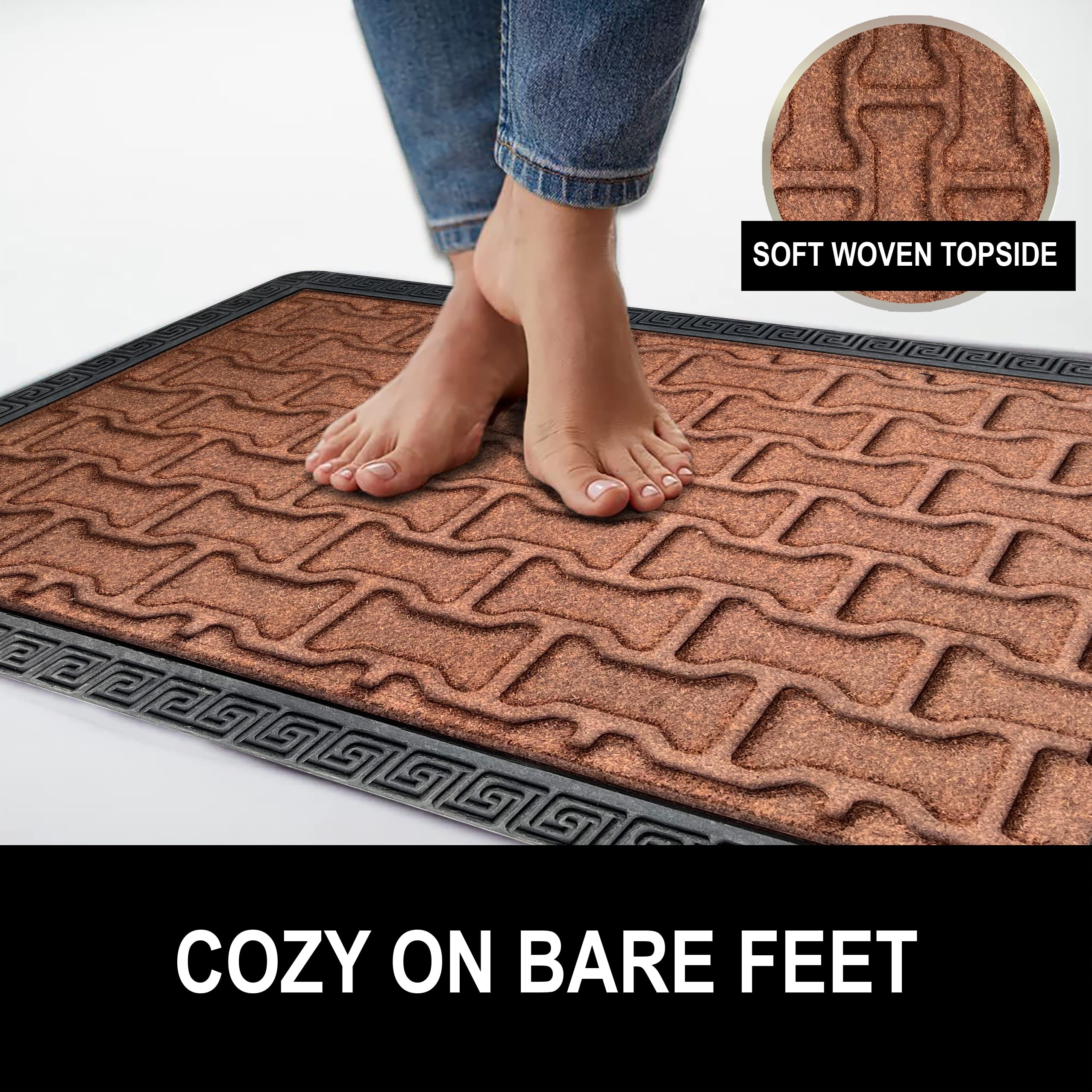 amazelo cart Polypropylene Anti Skid Door Mat for Entrance - Modern Stylish Washable Floor Rug Bath Mats for Home, Office, Bathroom, Living Room Kitchen & Hall Use (Rust) 3