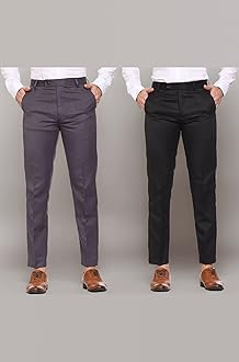 Men Formal Trouser Regular Fit Solid | Soft and Breathable Pant Combo (Pack of 2)