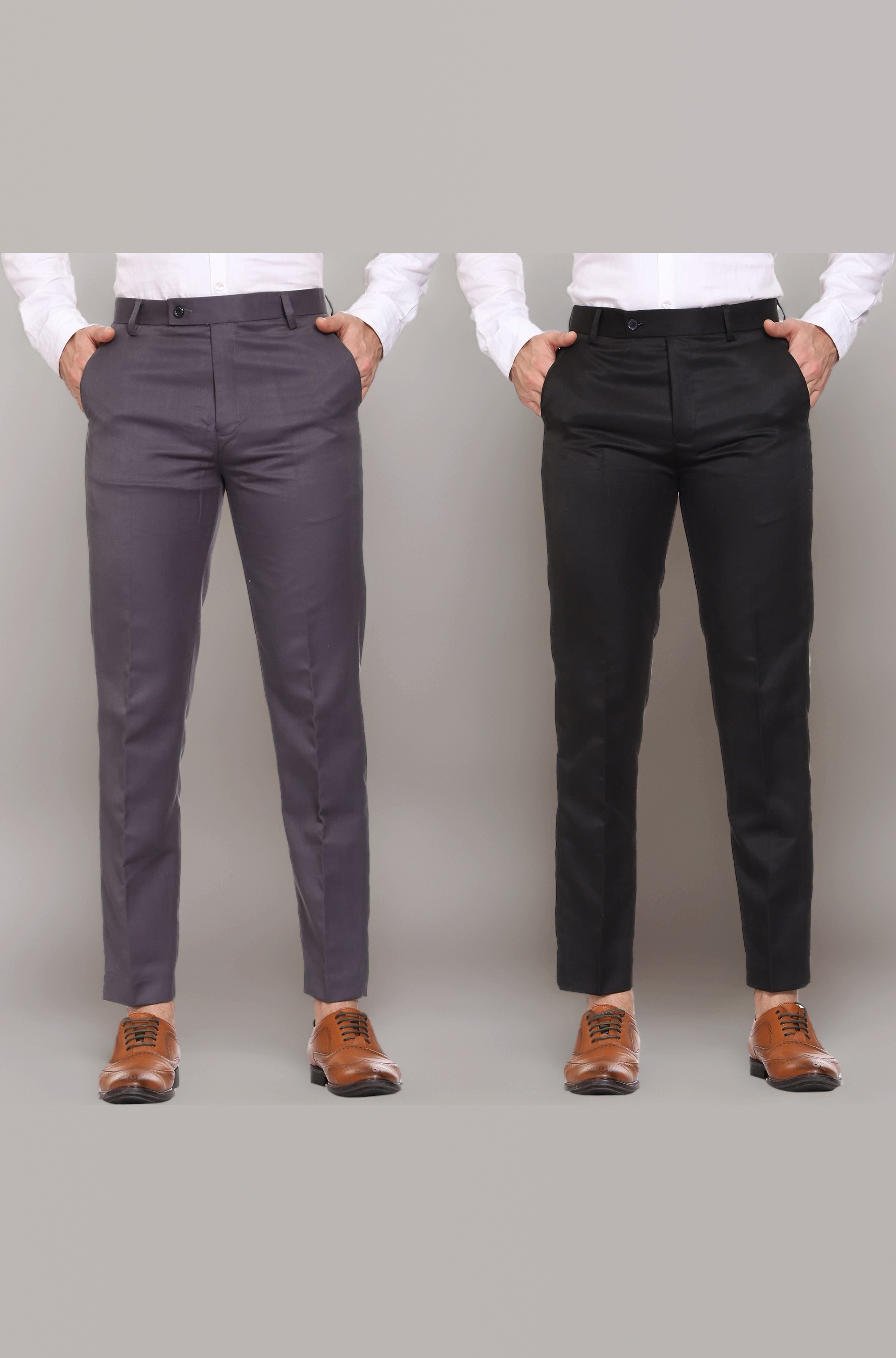 Men Formal Trouser Regular Fit Solid | Soft and Breathable Pant Combo (Pack of 2)