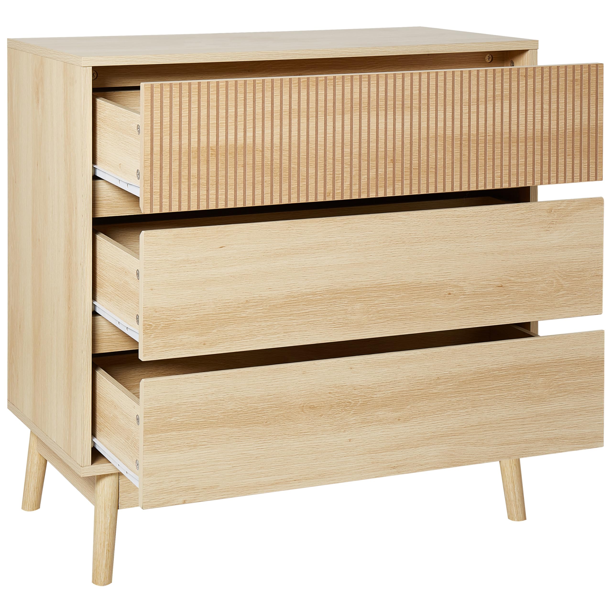 Beliani Cassettiera moderna a 3 cassetti MDF Gambe in legno di pino Legno chiaro Galles