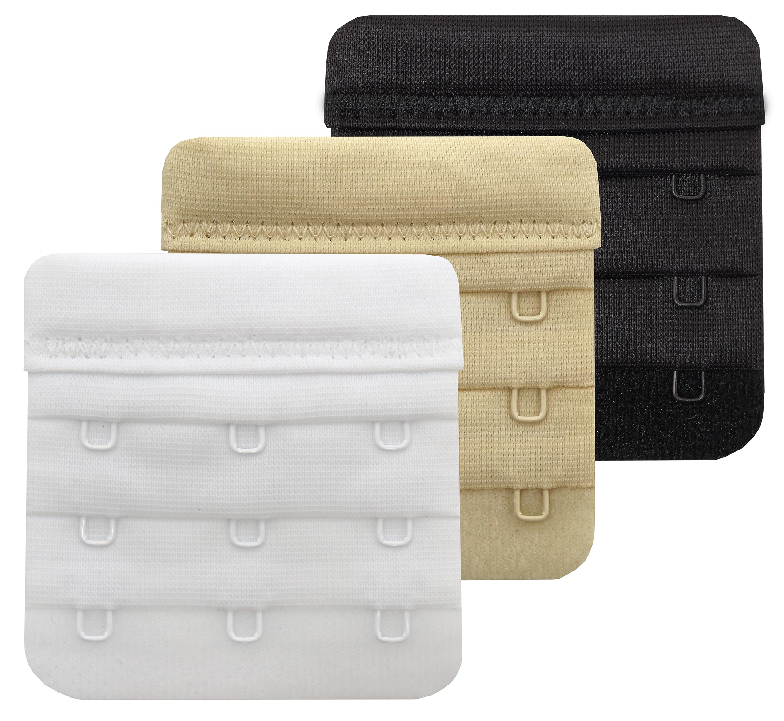 Tamlien Bra Extender, 3 Hooks Soft and Comfortable Bra Strap Extension (Bra Extenders 3 Hook, Black,White,Beige)