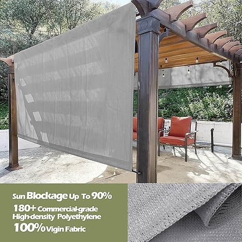 Miniatura 2 de Alion Home Toldo permeable de polietileno de alta densidad personalizado de repuesto con bolsillos para barra para pérgola (12 x 8 pies, gris)