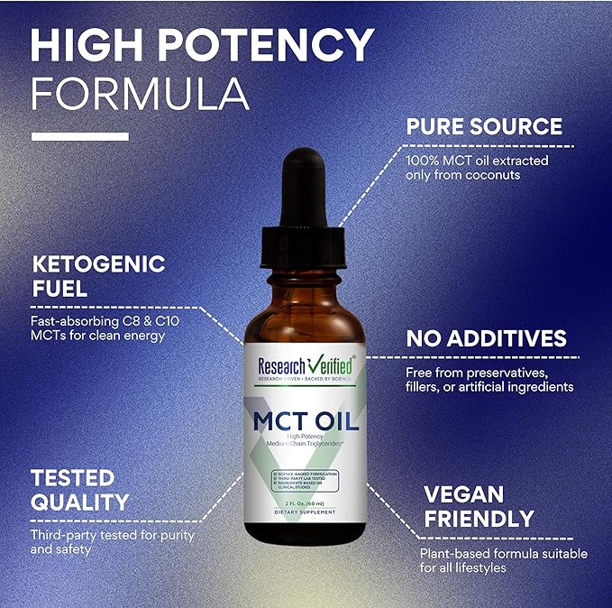 Research Verified Aceite MCT 100% - 2 fl. oz. - 1 Botella - Vegano miniatura 3