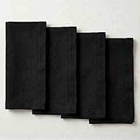 Vista 12 de Servilletas de tela de Palisa para cena con detalle de orilla y esquinas ingletadas, juego de 4 (45.7 x 45.7 cm) Azul marino - Servilletas de cena