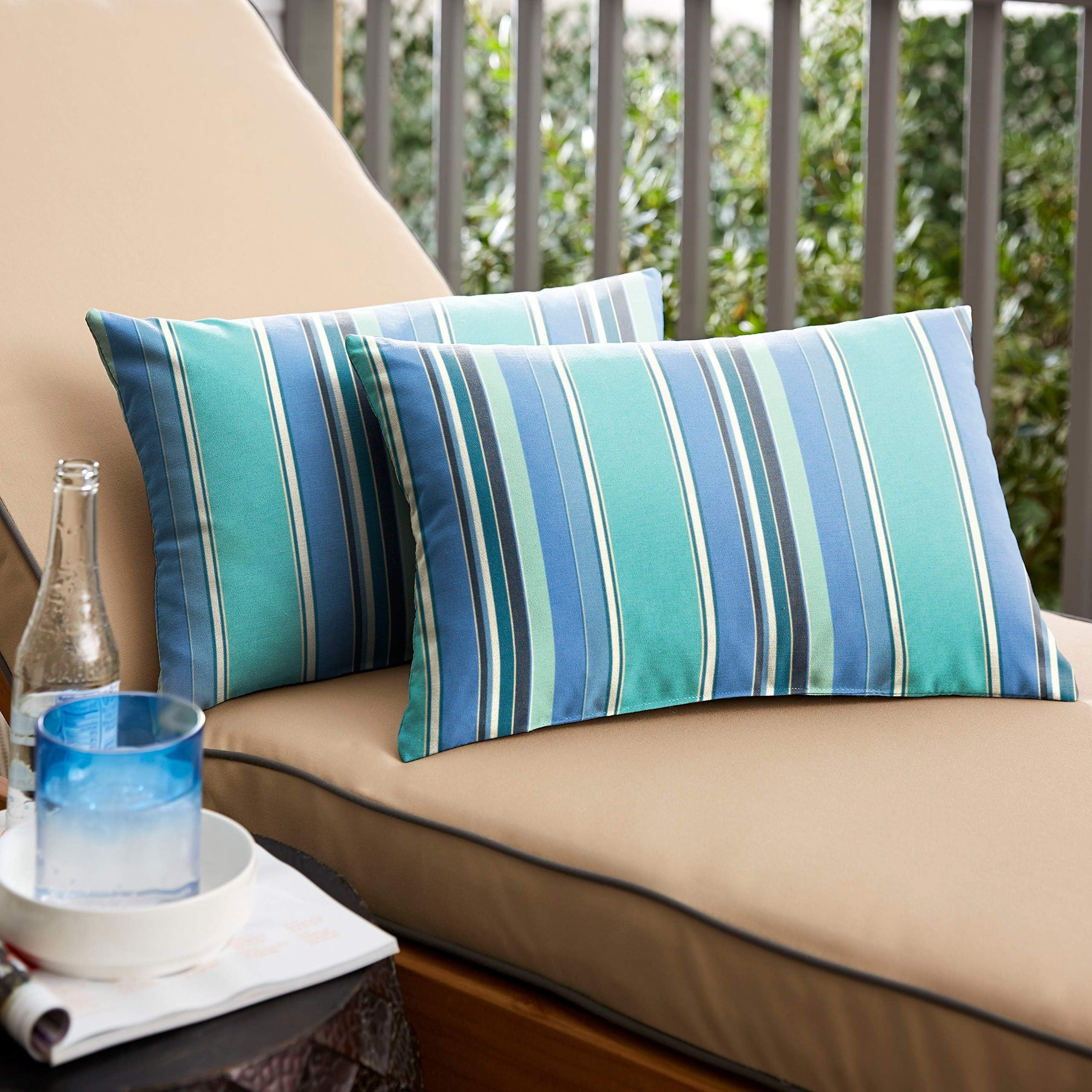 Humble and Haute Dolce Oasis Knife-Edge Outdoor Sunbrella Lumbar Pillow (Set of 2) 14 in H x 24 in W
