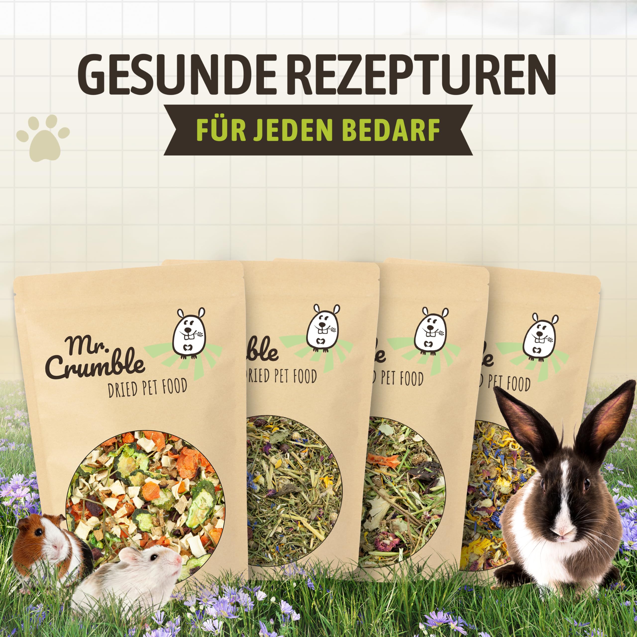 Mr. Crumble Gemüsegarten – Getrocknetes Gemüse mit Kräutern für Kaninchen, Meerschweinchen & Nager – 100 % natürliches Ergänzungsfutter – Ohne Zusätze – Gemüse-Mix 5 kg